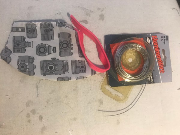 wire, piping, and mask